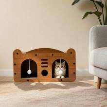 YUNRUX 2-In-1 Cat House With Cat Bed, Scratching Board And Play Balls (2 Plush Balls) - 1PC - 查看 3