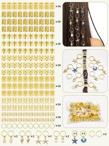 192pcs Aksesori Rambut Dreadlock Gaya Barok, Aksesori Rambut Musim Panas untuk Prom, Pesta, Festival Musik - Emas - View 3