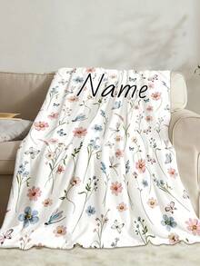 Custom Wildflower Personalized Text Soft Memory Flannel Blankets Pillow Cushion Cover Set ,Designed For Daily Comfort And Sentimental Moments. It's Perfect Gift For Father's Day, Mother's Day, Valentine's Day, Birthdayweddinggraduationanniversary - Multicolor - View 2