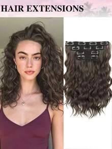 Clip-In Hair Extensions, 4pcs/Set 12-Inch Short Wavy Hair Pieces, Invisible Hair Fringe, Soft Synthetic Fiber Material, Suitable For Women's Daily Wear - Multicolor - View 19