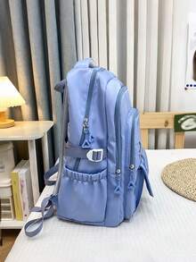 1pc Minimalist Solid Color Backpack, Large Capacity Multi-Compartment School Day Bag And Adjustable Shoulder Strap Casual Backpack, Suitable For Students/Girls/Teens/Young People, Perfect For Back To School, Campus Learning, Outdoor Camping, Short Weekend Trips And Daily Casual Outdoor Use - Multicolor - View 10