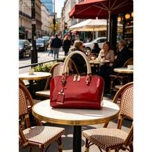 Sac à main mode pour femmes  enrobé, sac à bandoulière élégant, sac à épaule imperméable - Rouge foncé - Voir 3