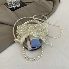 高級法式鏤空珍珠女款包 2026新款時尚百搭手提串珠包 手機肩背斜背包 - 多色 - 查看 9