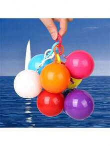4pcs Multi-Functional Emergency Waterproof Adult Raincoats With Keychain Ball, Suitable For Camping, Outdoor Activities, Hiking, Sports And Amusement Parks - Various Colors[Random Color] - Multicolor - View 2