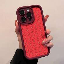 Patrón de amor Tata BT21 rojofunda de teléfono Fundas compatibles con ,Apple,VIVO,OPPO,,, y Honor.Fabricadas en silicona TPU,ofrecen protección contra golpes y caídas. - Burdeos - Ver 3