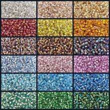 500 pezzi, 5g/confezione, perline di vetro semiseed da 2mm con tinta iridescente discreta, perline rotonde, perline a chicco di miglio, adatte per fai-da-te artigianale, realizzazione di braccialetti, anelli, regali per amici - Perline di semi GRB da 2 mm riempite d'argento, 15 colori in 18 colori - Visualizzare 12