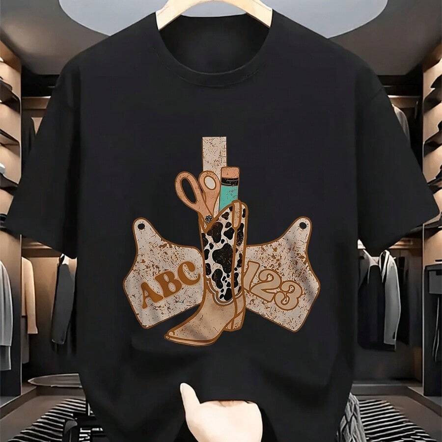 Graphic T-Shirt For Western Cowgirl Teachers Perfect For Back-To-School Gifts Unisex Popular Items That Are Soft Breatha - 黑7 - 查看 1