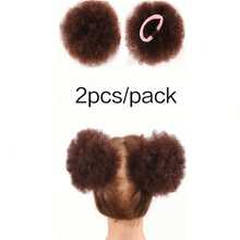 4 Inch Pink Ponytail Hair Extension, Afro Curly Synthetic Hair, 1 Pair - 彩色 - 查看 12