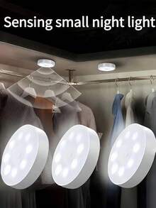 8-LED Intelligent Sensor Night Light, USB Rechargeable Motion Sensor Lamp With 120° Wide Detection Range, Dimmable Magnetic Stair Light For Bedroom, Closet, Hallway, Apartment, Balcony, Dorm, Reading (Warm White/White), Emergency Light In Power Outage (Refer To 2nd Main Image For Sensor Mode Settings) - Multicolor - View 2