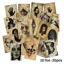 20pcs Halloween Horror Room Decor Postcards, Scary Ghost Face Wall Collage Kit For Home Bedroom Decor, Vintage Creepy Halloween Party Decorations, Perfect For Scrapbooking & Crafting - A - View 3