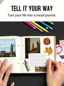 2PCS Scrapbook | 240 Pages, Thickened Blank Pages, Wedding Album, Exclusive Photo Album For Girlfriend, Boyfriend, Family | Creative Handcrafted Gifts With A Sense Of Ceremony - Multicolor - View 5
