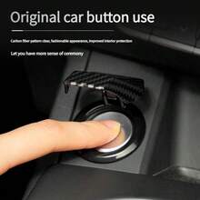 1pc Car Engine Start Stop Button Cover, Carbon Fiber Style Flip-Up Ignition Switch Protector, Universal Push Start Button Decorative Sticker, Anti-Scratch Car Interior Modification Accessory - Multicolor - View 5