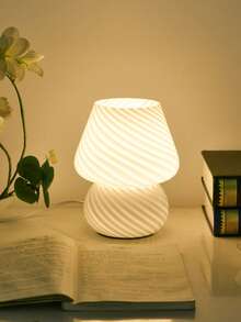 Amber Glass Mushroom USB Desk Lamp, Warm Glare-Free LED Bedside Atmosphere Light, Portable Bedroom Desk Home Decor Lamp - one-size - View 7