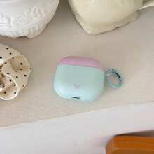 Korean Style Solid Color Minimalist 4-Color Matte Patchwork Earphone Case With Hanging Ring Compatible With Apple Pro 3 Case/ Pro 2 Case/ Pro Case/ 4 Case/ 3 Case/ 2 Case/Fashion Women's Earphone Case/Minimalist Earphone Case/Apple Earphone Case/Apple Earphone Cover - Multicolor - View 22