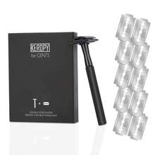Keropy 1件裝更安全身體除毛刮鬍刀，附10片頂級不鏽鋼刀片，男士用，順滑濕剃體驗，槍黑色 - 彩色 - 查看 9