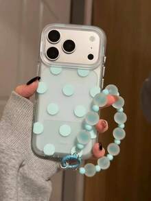 Casing Ponsel Gaya Motif Polkadot Semi-Transparan Musim Panas yang Keren, Kompatibel dengan iPhone 15, 17 Pro, 17 Pro Max, 16 Pro Max, 17 Model Baru, Perlindungan Penuh, Casing Pelindung Lembut 15 Pro dengan Pegangan - Hijau - View 3