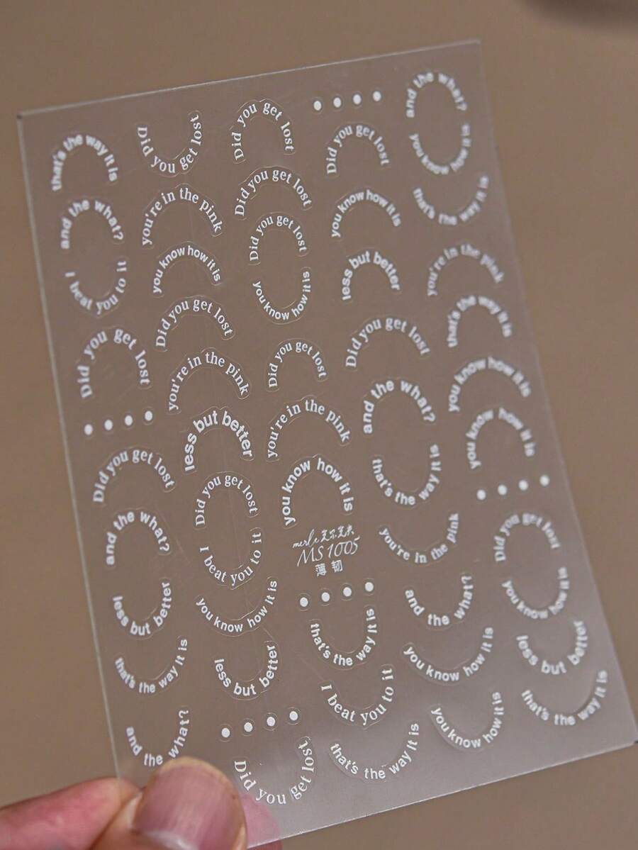 1pc 5D Modern Minimalist DIY Metallic French Lettering Nail Art Sticker Manicure Decal Nail Decorations Accessories Nail Stickers - White - View 1