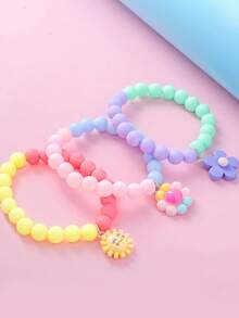 1 Set (3 piezas) Pulsera de cuentas con colgante de girasol creativo para niña dulce, colores mixtos - Multicolor - Ver 5