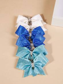 6pcs New Fashion Shiny Leather Bow Keychain Pendant Personalized Rhinestone Best Friend Bag Charm Gift Hair Styling Tool Kit - Multicolor - View 10