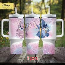 [官方授權]Disney Stitch 與 Angel 40盎司夏季水壺，附手柄與吸管，大容量可愛設計 - 彩色 - 查看 10