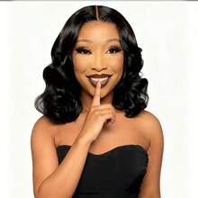 18 Inch Black Middle Part Curly Wig, High Temperature Synthetic High Density Hair, Natural Soft Smooth Styling, Comfortable Fit And Non-Deformable, Suitable For Daily Wear And Music Festival, Voluminous And Full, Universal For All Women, Fashionable And Versatile Clothing Accessory, Elegant Hairstyle - Black - View 5
