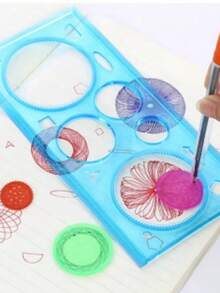 Régua Mágica Criativa Espirógrafo Desenhos Incríveis e Divertidos - Azul - Visão 5