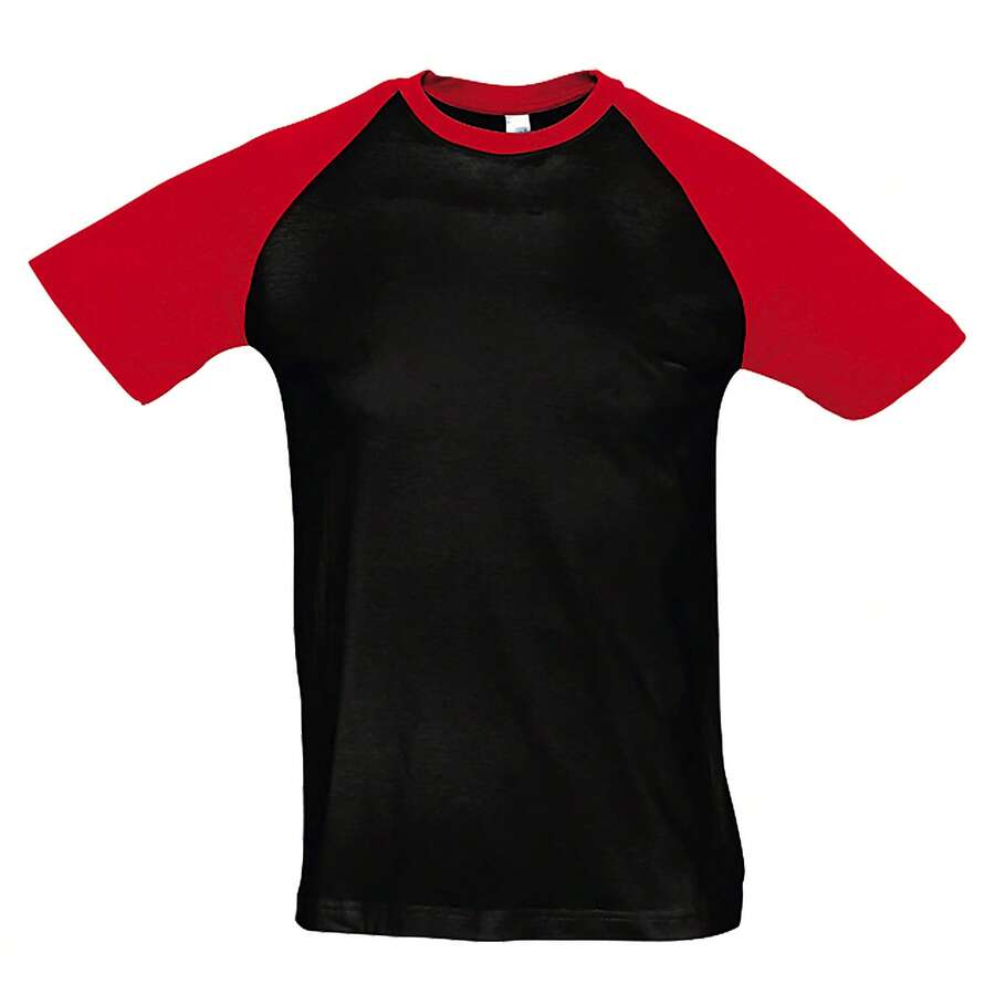 SOLS Mens Funky Contrast Short Sleeve T-Shirt - Black/Red - View 1