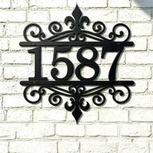 3 Sizes Available! Customized Metal Door Number Plate, Scroll/Baroque Style Front Door Number Plate - House Number Plate - Black - View 5