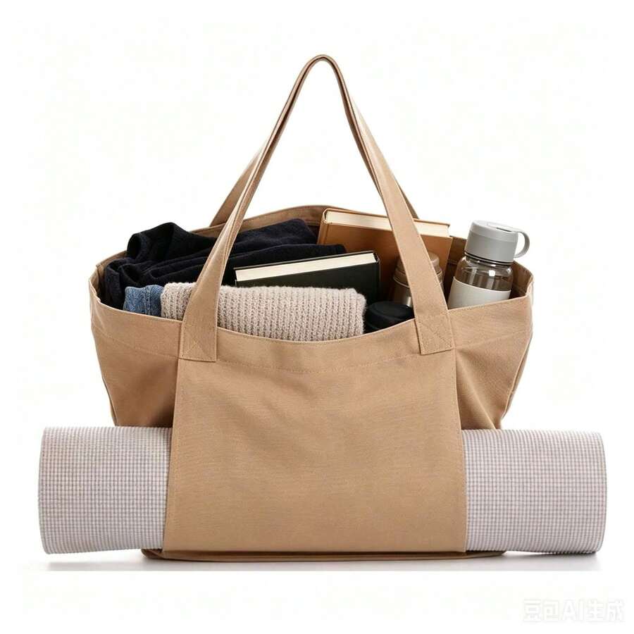Yoga Mat Storage Fabric Tote Bag, Large Capacity Sports Fitness Bag, Wide Strap Commuter Shoulder Bag, Lightweight And Durable Bag - Multicolor - View 1