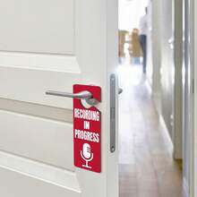 1PC "Recording In Progress-Do Not Disturb" Sign Reversible, Double-Sided Printed Wooden Door Sign For Recording Studios, Conference Rooms, Private Studios, Clubs, Office Decor, And Home Decor. - A - View 4