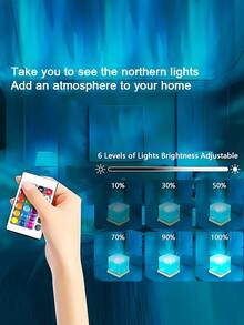 1pc Square Aurora Projector Light, Remote Control RGB LED Atmosphere Lamp, Suitable For Bedroom Living Room Decoration, Home Theater And Atmosphere Room Creation, Party And Gaming Room Atmosphere, Color Changing Atmosphere Light, Home Party, Essential For Couples Room - Aurora - View 5