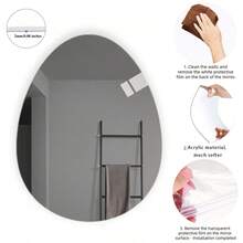 1 pieza Espejo de pared de acrílico transparente sin marco en forma de pera de alta definición para decoración de baño, adecuado para el hogar, habitación de niños, jardín de infancia, restaurante temático y baño - Plateado - Ver 3