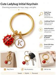 Ladybug Metal Keychain, Customizable, Back To School Bag Keychain Gift, Mother's Day Father's Day Gift, Gift For Boys Gifts For Mother, Father, Graduation, And Teacher - Red Ladybug - View 6