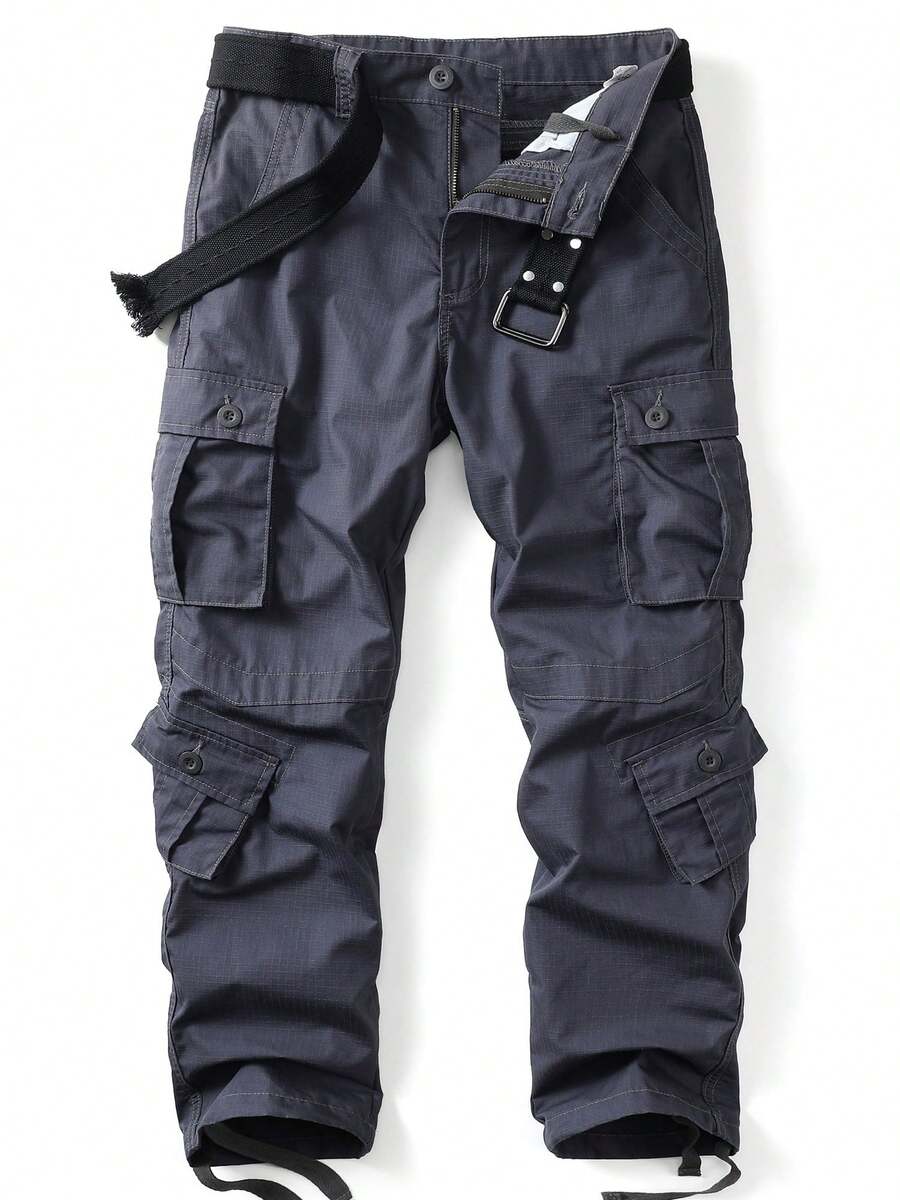 AKARMY Men's Casual Cargo Pants BDU Camo Pants Combat Work Pants With 8 Pockets Outdoor Hiking Pants Multi-Pockets Pants (No Belt) - 戰術狼灰 - 查看 1