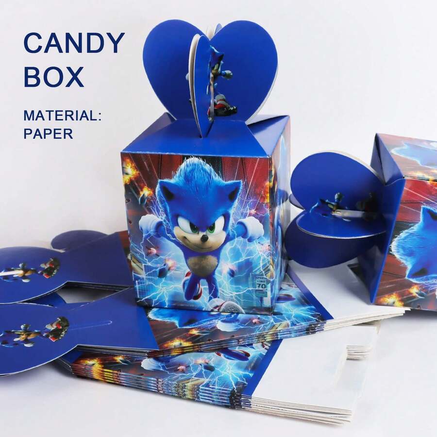 Sonic 藍色音速糖果盒禮品組,主題派對禮品盒,糖果與餅乾禮品盒組,派對伴手禮袋,派對禮品盒,適用於生日派對裝飾 - 派對糖果與糖果盒 - 糖果盒 - 查看 1