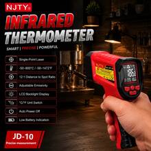 NJTY ID-10 Infrared Thermometer Non-Contact Laser Temperature Gun, -50℃ To 800℃, 12:1 D:S Ratio, Adjustable Emissivity, ℃/℉ Switchable Backlit LCD, Suitable For Cooking, Grilling And Industrial Use - Multicolor - View 2