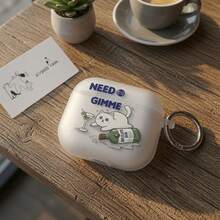 Drinking Cat Transparent Protective Case Compatible With AirPods 2/3/Pro/Pro 2/Pro 3/ 4 - Translucent White - View 3