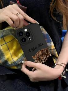 Funda de teléfono de lujo con diseño de estampado de leopardo, estética linda y a prueba de golpes, protección de la protuberancia de la lente, compatible con iPhone 17/17Pro/17Pro Max/16/15/14/13/12/11/7/8/XR/XS/Plus/Pro/Pro Max y series, y compatible con Galaxy S/A Series - - Negro - Ver 2