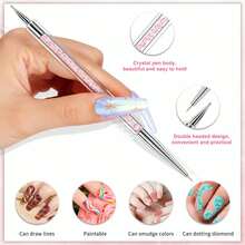 LANDOT 5件組美甲勾線刷組，雙頭壓克力美甲刷 5/7/10/12/15mm 美甲繪畫工具與點花筆，適用於長線、細節、精細繪畫，女性禮物 - 彩色 - 查看 4