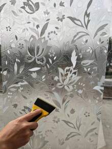 Vintage Grey Lotus Floral Static Cling Window Privacy Film, Glue-Free Easy Install Glass Sticker, Semi-Transparent Privacy Decorative Window Curtain, Suitable For Bathroom And Bedroom - Tulip - View 4