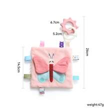 1 Buah Selimut Pengaman Bayi Baru Lahir dengan Label Kupu-kupu Lucu dan Cincin Gigitan, Mainan Sensorik Lembut dan Mewah untuk Acara Baby Shower - MultiWarna - View 3