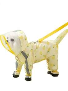 1pc Teddy Bear Print Dog Raincoat, Cute Cartoon Style Waterproof Polyester Fiber With TPU Lining Full Body Four-Leg Design, With Transparent Hood, Leash Hole And Boot Shaft, Suitable For Small Dogs Like Teddy, Bichon Frise, Etc. For Rainy Days And All Seasons - Multicolor - View 7