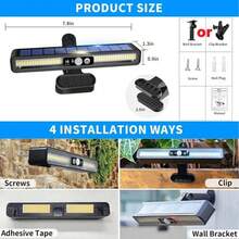 1 pieza Luz solar de pared de plástico ABS negro con sensor de movimiento y sensor de luz, diseño de Body de luz de tira larga, accesorios para uso de iluminación de nocturna en jardín exterior, patio, cerca, entrada y patio - Luces solares - Ver 4