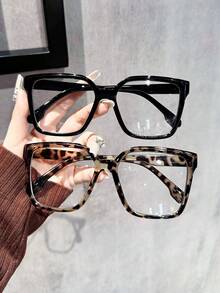 1/2 Pair Women's Geometric Pattern Transparent Glasses, Suitable For Daily, School, Office And Other Occasions - Clear - View 16