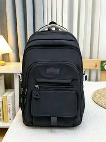 1pc Minimalist Solid Color Backpack, Large Capacity Multi-Compartment School Day Bag And Adjustable Shoulder Strap Casual Backpack, Suitable For Students/Girls/Teens/Young People, Perfect For Back To School, Campus Learning, Outdoor Camping, Short Weekend Trips And Daily Casual Outdoor Use - Multicolor - View 16