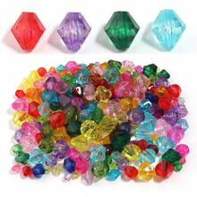 100-1000pcs Faux Crystal Rhombus Double Cone Acrylic Beads - Carved Spacer Beads, Suitable For Handmade DIY Necklace, Earrings, Bracelet Crafts, Keychain, Phone Chain Making Decoration Accessories Loose Beads - Rhomboid Cross-section - View 3