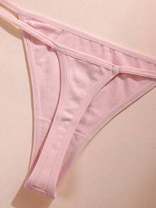 Aesletic 1 buah celana dalam thong katun nyaman model low-rise untuk wanita. - Berwarna merah muda - View 7