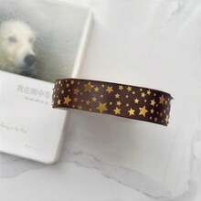 1 rollo de 5m de ancho 2.5cm cinta de poliéster con estampado de estrellas doradas, accesorios de decoración de embalaje, cinta para envolver flores, material DIY hecho a mano - 5 metros - Ver 24