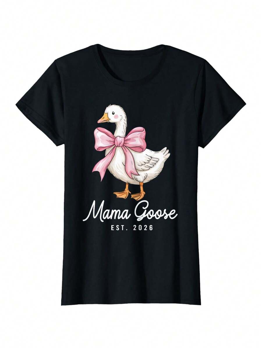 Mama Silly Goose Baby Shower Pregnancy 2026 Mothers Day T-Shirt - Black - View 1