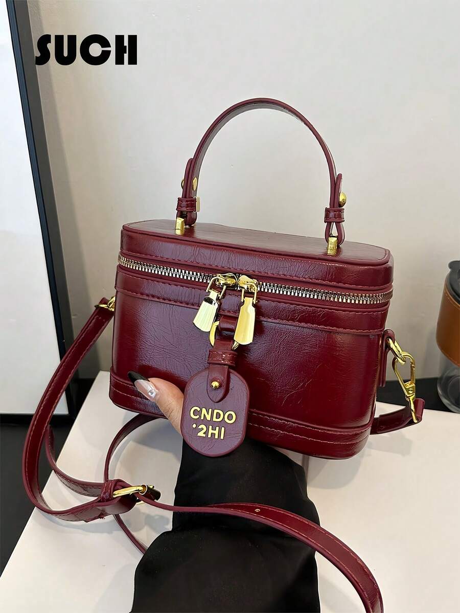 New Fashion Classic Candy Color Letter Graphic Decor Camera Bag, Adjustable Crossbody Shoulder Bag, Woven Pattern Square Bag Suitable For